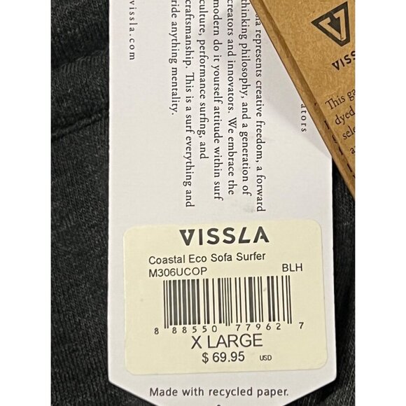 Vissla Sofa Surfer Sweatpants Coastal Eco X-Large XL Gray Cotton Drawstring New - Picture 7 of 10